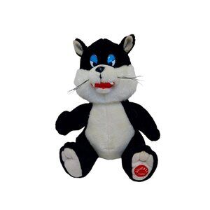 Zangeen Black White Cat Plush Meow Sound Shake Stuffed Animal 11” vintage